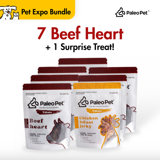 Box of 7 - Beef heart treat pouch 30g with 1 free treat