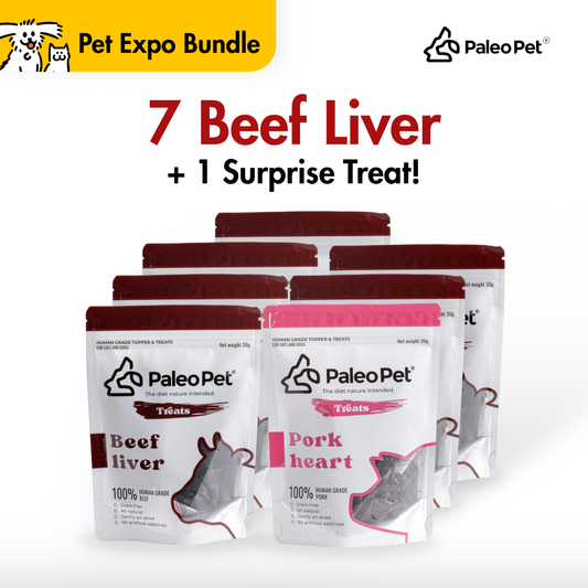 Box of 7 - Beef liver treat pouch 30g with 1 free treat