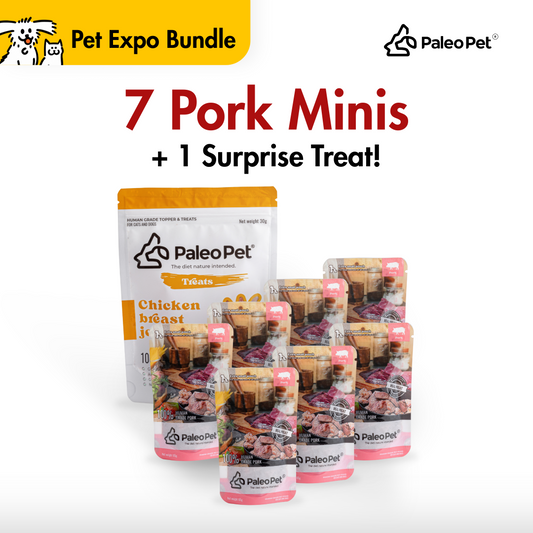 Box of 7 - Pork mini meat pouch 65g with 1 free treat