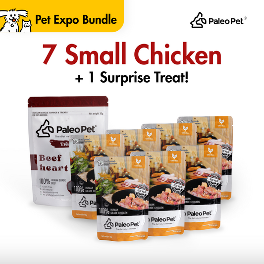 Box of 7 - Chicken small meat pouch 130g with 1 free treat