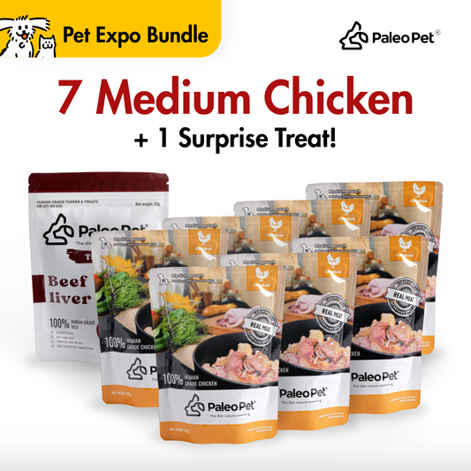 Box of 7 - Chicken medium meat pouch 285g with 1 free treat